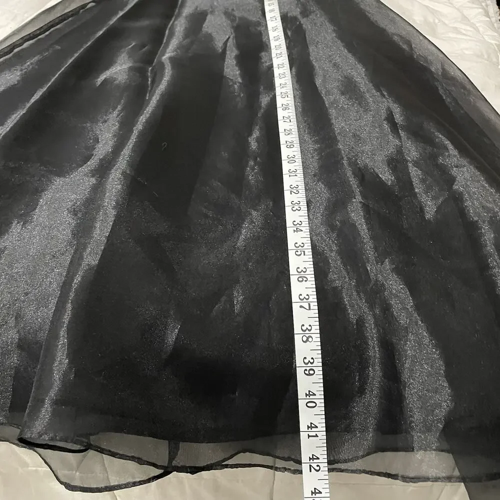 Vintage A Line Organza Long Skirt Size 6 Black NWT Deadstock JBS Ltd Formal Maxi - Picture 4 of 10